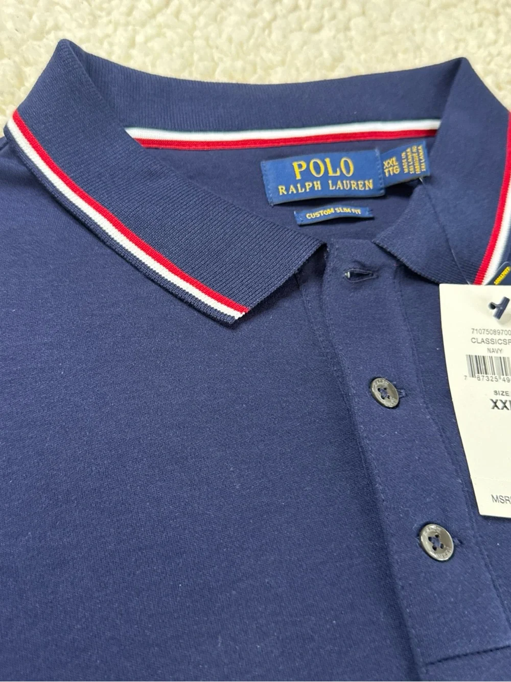 Polo by Ralph Lauren Men's Navy Short-Sleeve Signature Polo XXL Slim Fit NWT